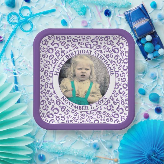 Your Photo 65 Random Number Pattern Purple/White Pappteller (Party)