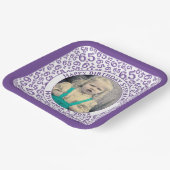 Your Photo 65 Random Number Pattern Purple/White Pappteller (Gewinkelt)