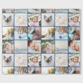 Your Photo Custom Grid Collage Navy Blue Geschenkpapier (Flach)