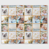 Your Photo Custom Grid Collage Orange Geschenkpapier (Flach)