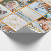 Your Photo Custom Grid Collage Orange Geschenkpapier (Ecke)