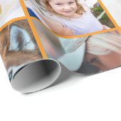 Your Photo Custom Grid Collage Orange Geschenkpapier (Rolleneckpunkt)