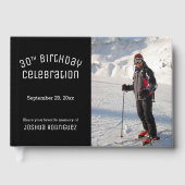 Your Photo Modern Black White 30th Birthday Party Gästebuch (Vorderseite)