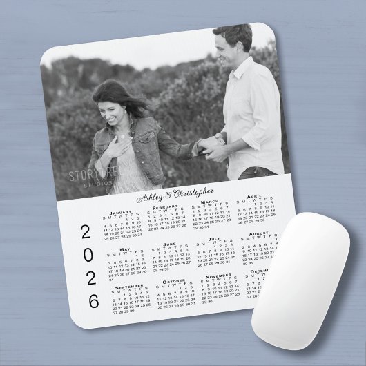 Your Photo Names Personalized 2026 Calendar Mousepad