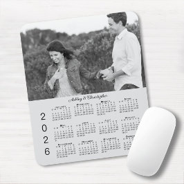 Your Photo Names Personalized Gray 2026 Calendar Mousepad