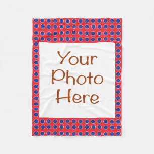 Your Photo on Red, White & Blue Dot Background Fleecedecke