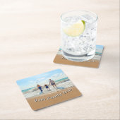 Your Photo Paper Coaster Text - Best Family Ever Rechteckiger Pappuntersetzer (Vor Ort)