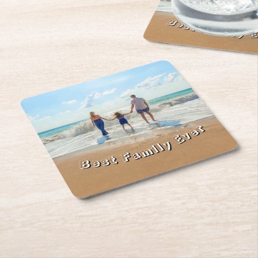 Your Photo Paper Coaster Text - Best Family Ever Rechteckiger Pappuntersetzer (angewinkelt)