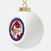 Your Photo Santa Baby Blue Background Snowflakes Keramik Kugel-Ornament (Rechts)