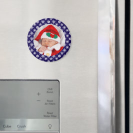 Your Photo Santa Baby Blue Background Snowflakes Magnet