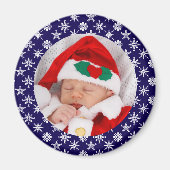 Your Photo Santa Baby Blue Background Snowflakes Magnet (Vorne)
