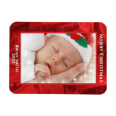 Your Photo Text - Holiday Red Metallic Magnet (Horizontal)