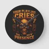 Your Playlist Cries Skull Headphone Music Runde Wanduhr (Vorderseite)