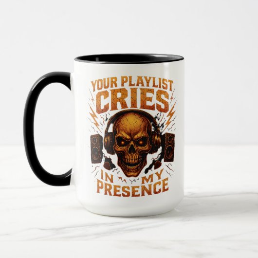 Your Playlist Cries Skull Headphone Music Tasse (Links)
