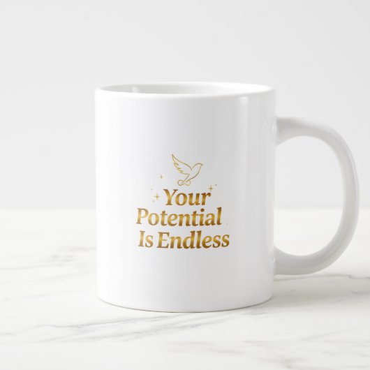 Your Potential Is Endless Dove Gold Motivation Jumbo-Tasse (Rechts)