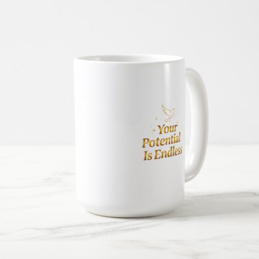 Your Potential Is Endless Dove Gold Motivation Kaffeetasse (VorderseiteRechts)