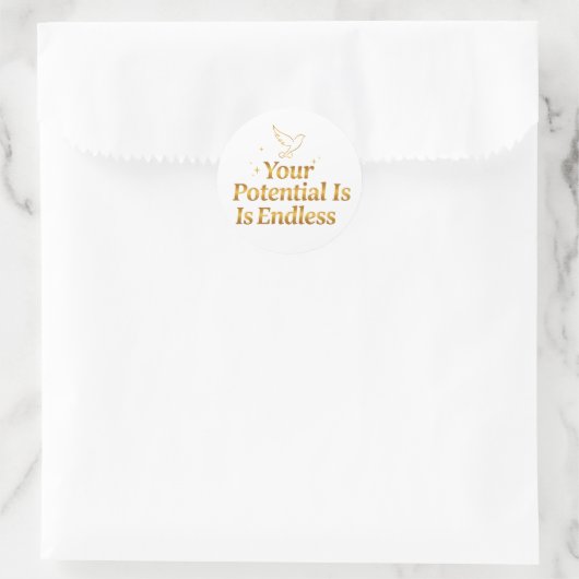 Your Potential Is Endless Dove Gold Motivation Runder Aufkleber (Tasche)