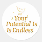 Your Potential Is Endless Dove Gold Motivation Runder Aufkleber (Vorderseite)