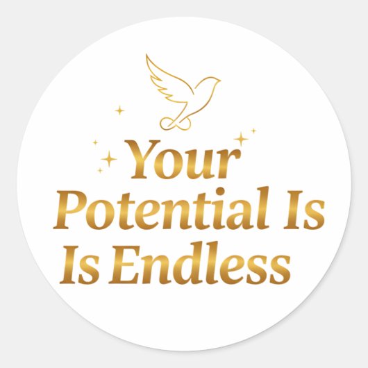 Your Potential Is Endless Dove Gold Motivation Runder Aufkleber (Vorderseite)