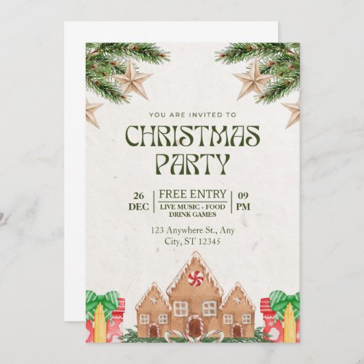 "Your Presence Honored: Enchanting Christmas Invit Einladung (Vorne/Hinten)