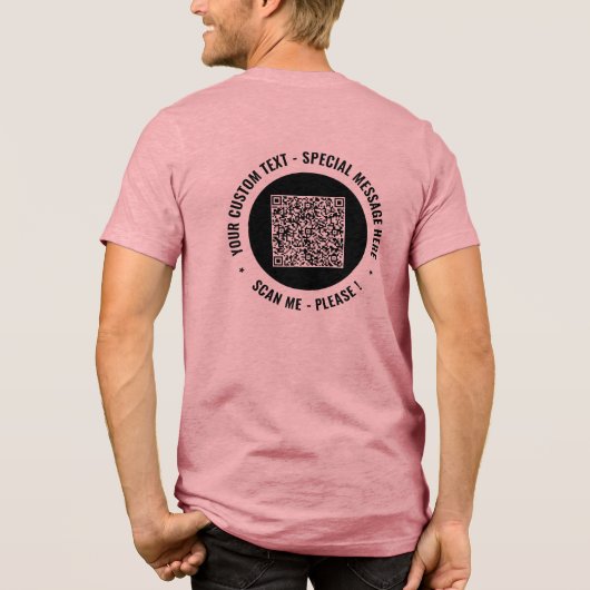 Your QR Code and Custom Text Personalized Tri-Blend Shirt (Rückseite)