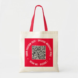 Your QR Code and Custom Text Tote Bag Example Tragetasche
