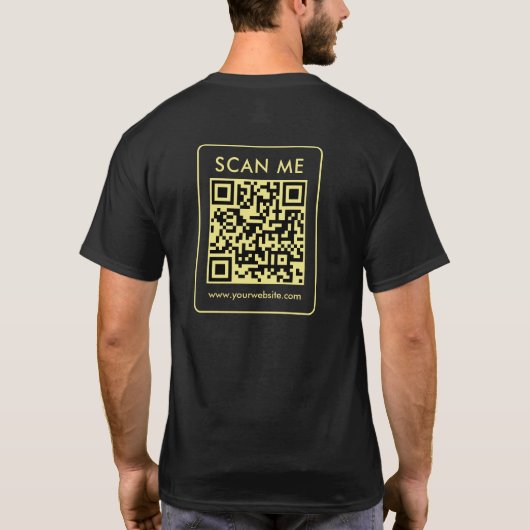 Your QR Code Gold Text Mens Double Sided Print T-Shirt (Rückseite)