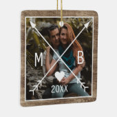 Your Rustic Elegant Monogrammed Love Heart Arrows Keramikornament (Rechts)