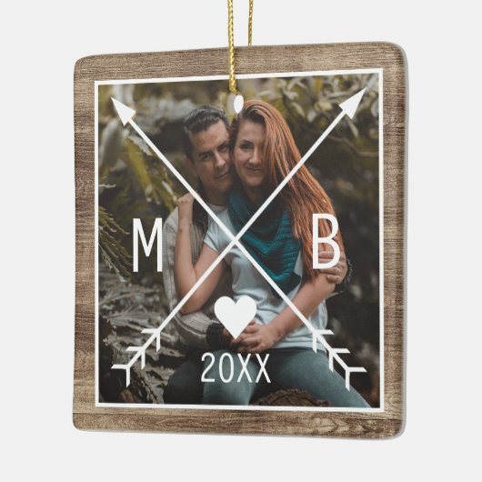 Your Rustic Elegant Monogrammed Love Heart Arrows Keramikornament (Links)