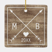 Your Rustic Elegant Monogrammed Love Heart Arrows Keramikornament (Rückseite)
