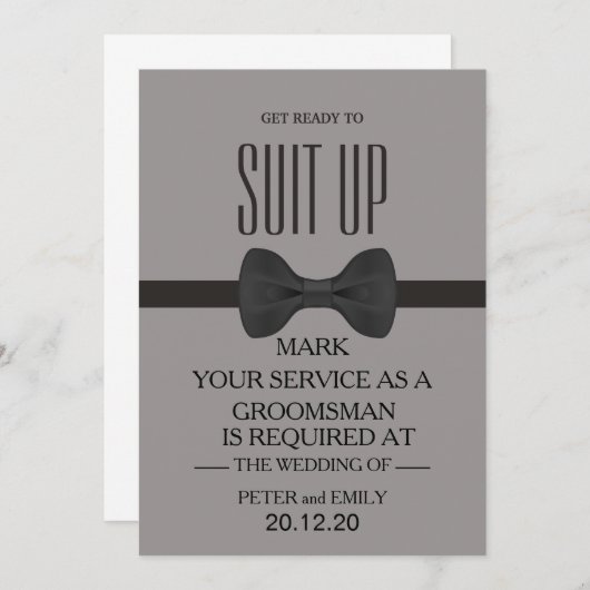 Your Service as a Groomsman Invitation Einladung (Vorne/Hinten)
