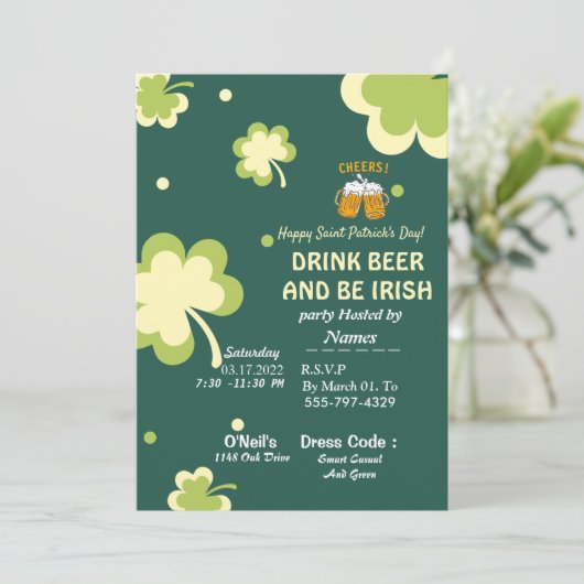 Your St. Patrick's Day party invitation card Save The Date (Stehend Vorderseite)