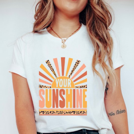 Your Sunshine Sunburst; Retro Leopard Summer T-Shirt