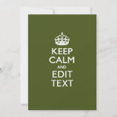Your Text Keep Calm And on Olive Green Decor (Vorderseite)