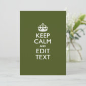 Your Text Keep Calm And on Olive Green Decor (Stehend Vorderseite)