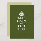 Your Text Keep Calm And on Olive Green Decor (Vorne/Hinten)