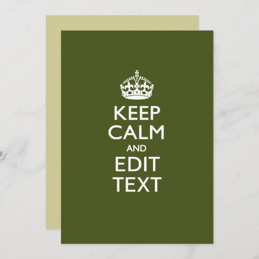 Your Text Keep Calm And on Olive Green Decor (Vorne/Hinten)