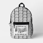 Your text on custom music notes backpacks. bedruckter rucksack (Vorderseite)