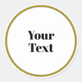 Your Text Template, white circle, black text, Runder Aufkleber (Vorderseite)