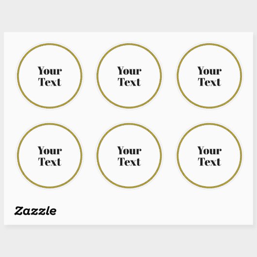 Your Text Template, white circle, black text, Runder Aufkleber (Blatt)