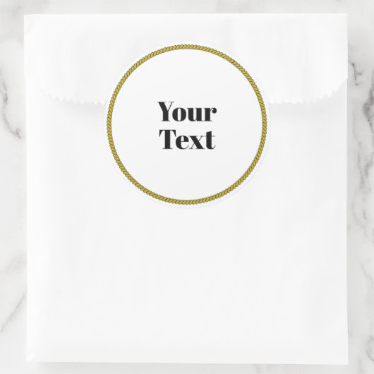 Your Text Template, white circle, black text, Runder Aufkleber (Tasche)