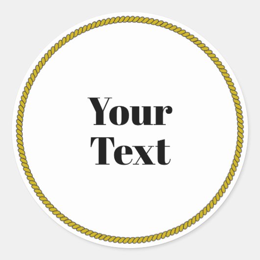 Your Text Template, white circle, black text, Runder Aufkleber (Vorderseite)