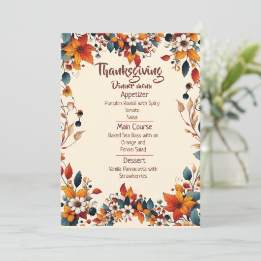 YOUR THANKSGIVING DINNER WITH A CUSTOMIZED MENU  MENÜKARTE (Stehend Vorderseite)