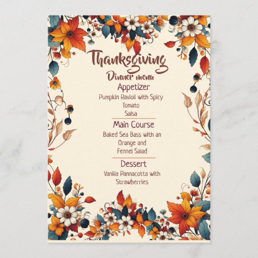 YOUR THANKSGIVING DINNER WITH A CUSTOMIZED MENU MENÜKARTE (Vorderseite)