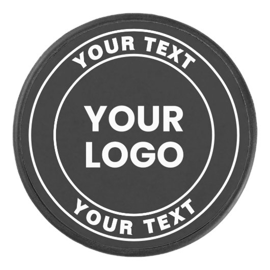 Your Uploaded Logo + Bold Circular Text Eishockey Puck (Vorderseite)