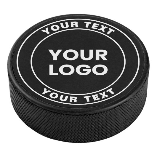 Your Uploaded Logo + Bold Circular Text  Eishockey Puck (3/4)