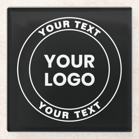Your Uploaded Logo + Bold Circular Text Glasuntersetzer (Vorderseite)