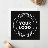 Your Uploaded Logo + Bold Circular Text  Mitteilungskarte (Vorderseite/Rückseite Beispiel)