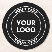 Your Uploaded Logo + Bold Circular Text Runder Pappuntersetzer (Vorderseite)