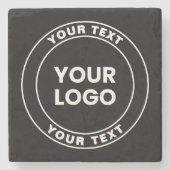 Your Uploaded Logo + Bold Circular Text  Steinuntersetzer (Vorderseite)